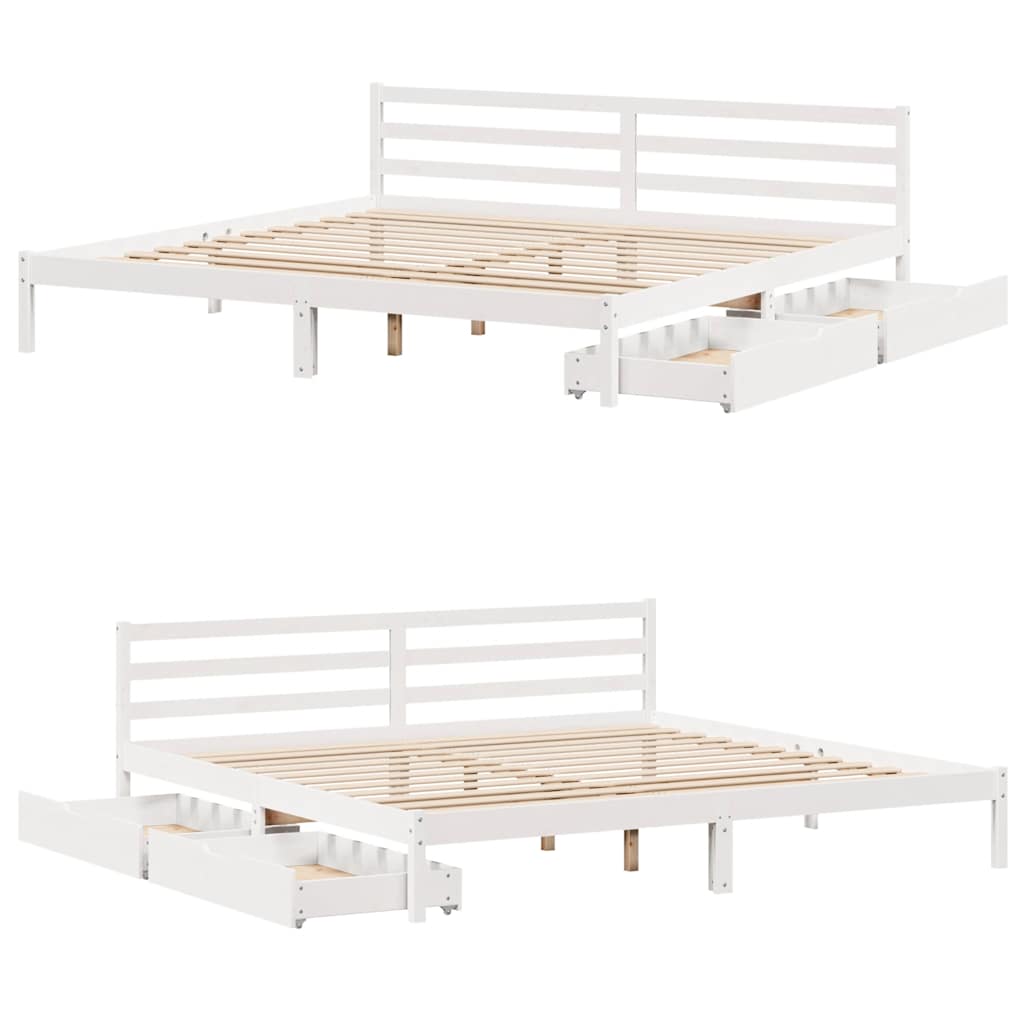 Bed Frame without Mattress White 180x200 cm Super King Solid Wood Pine