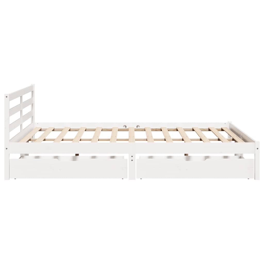 Bed Frame without Mattress White 200x200 cm Solid Wood Pine