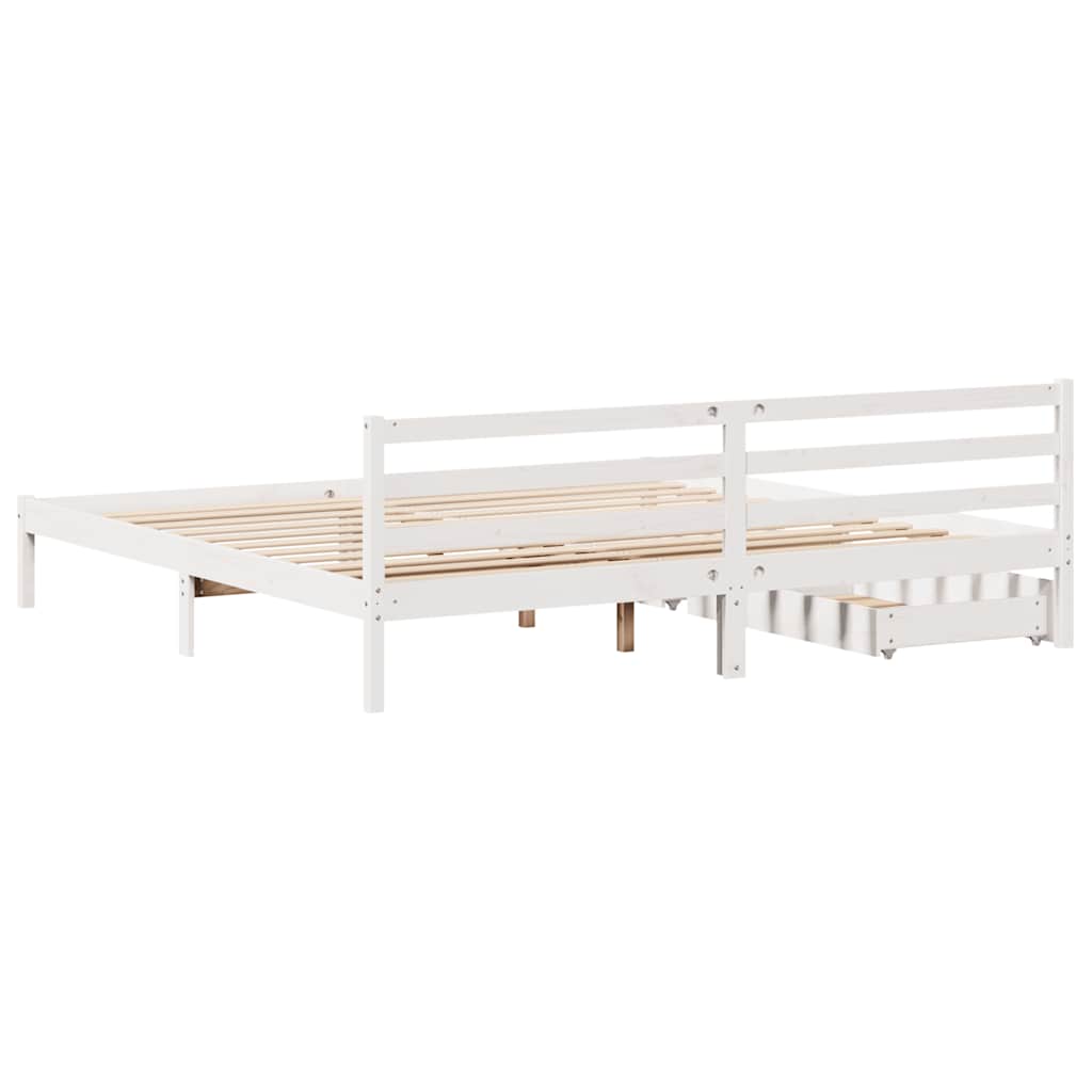 Bed Frame without Mattress White 200x200 cm Solid Wood Pine