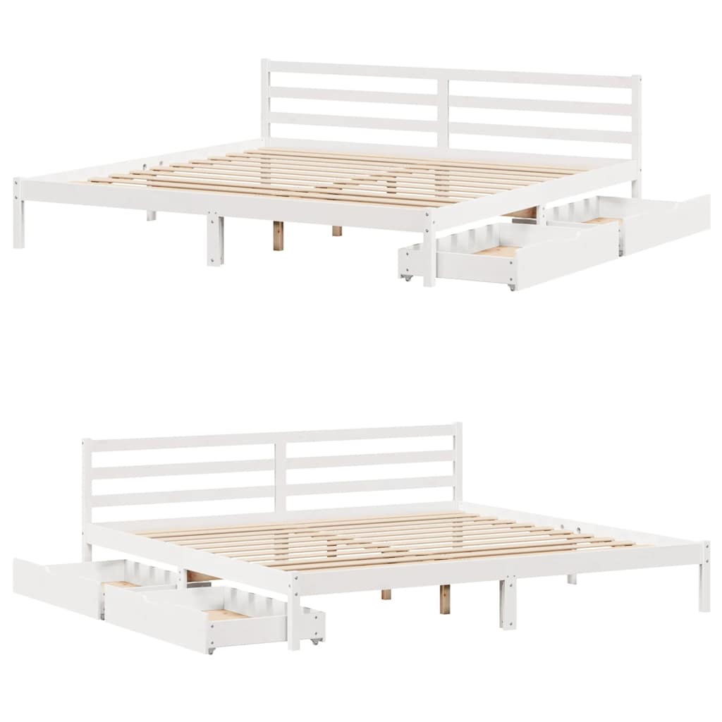 Bed Frame without Mattress White 200x200 cm Solid Wood Pine