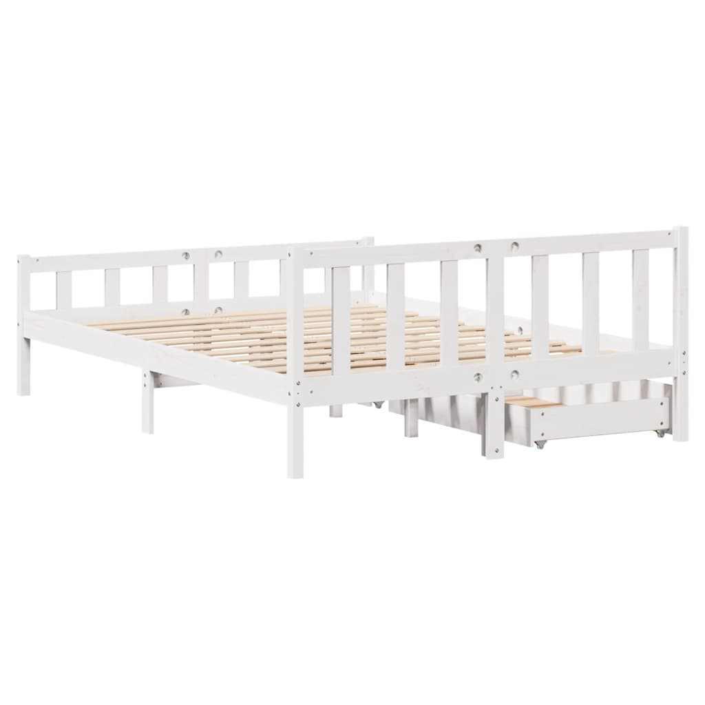 Bed Frame without Mattress White 160x200 cm Solid Wood Pine