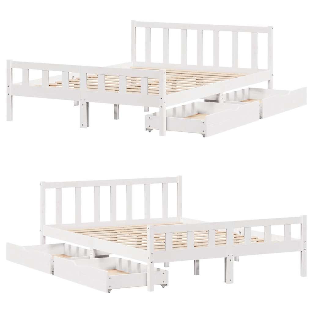 Bed Frame without Mattress White 160x200 cm Solid Wood Pine