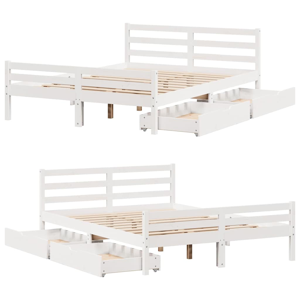 Bed Frame without Mattress White 140x200 cm Solid Wood Pine