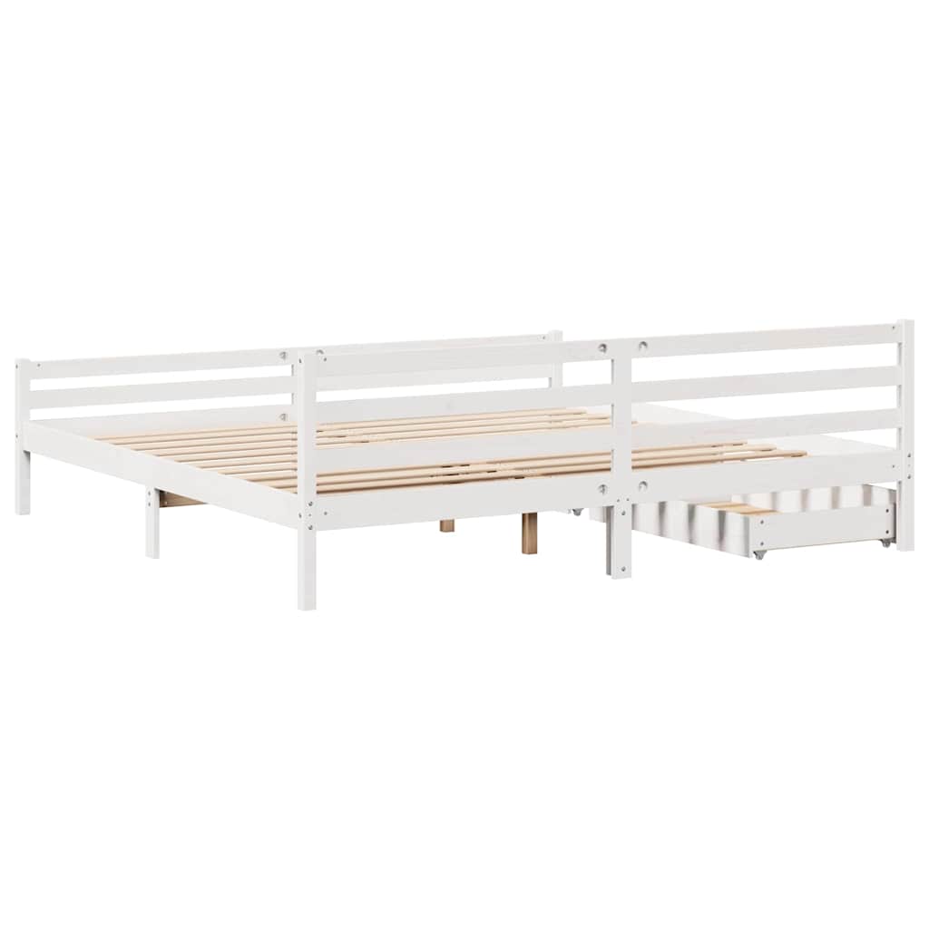 Bed Frame without Mattress White 180x200 cm Super King Solid Wood Pine