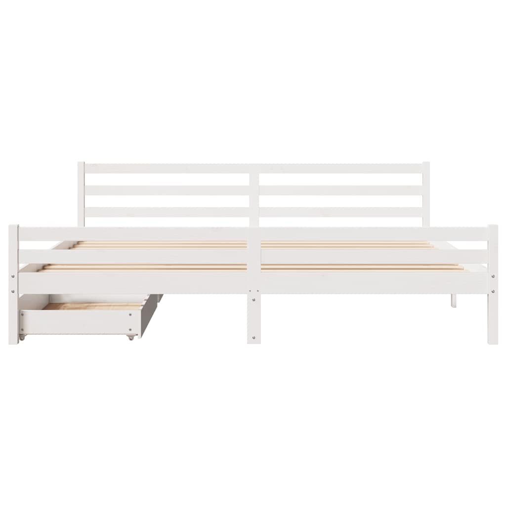 Bed Frame without Mattress White 200x200 cm Solid Wood Pine