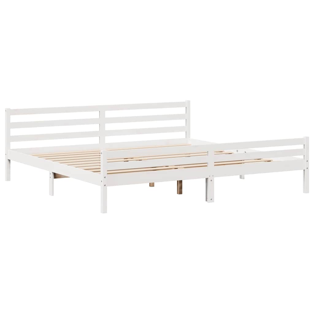 Bed Frame without Mattress White 200x200 cm Solid Wood Pine