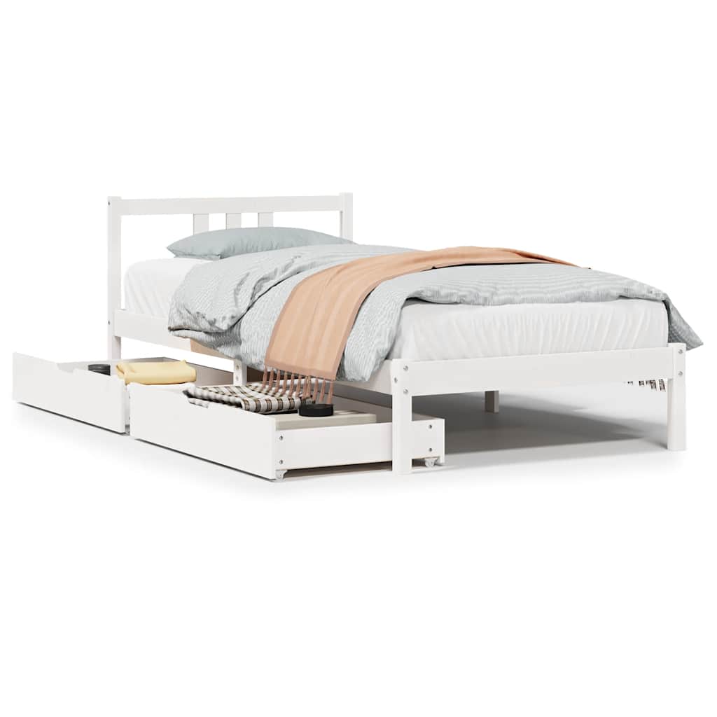 Bed Frame without Mattress White 90x200 cm Solid Wood Pine