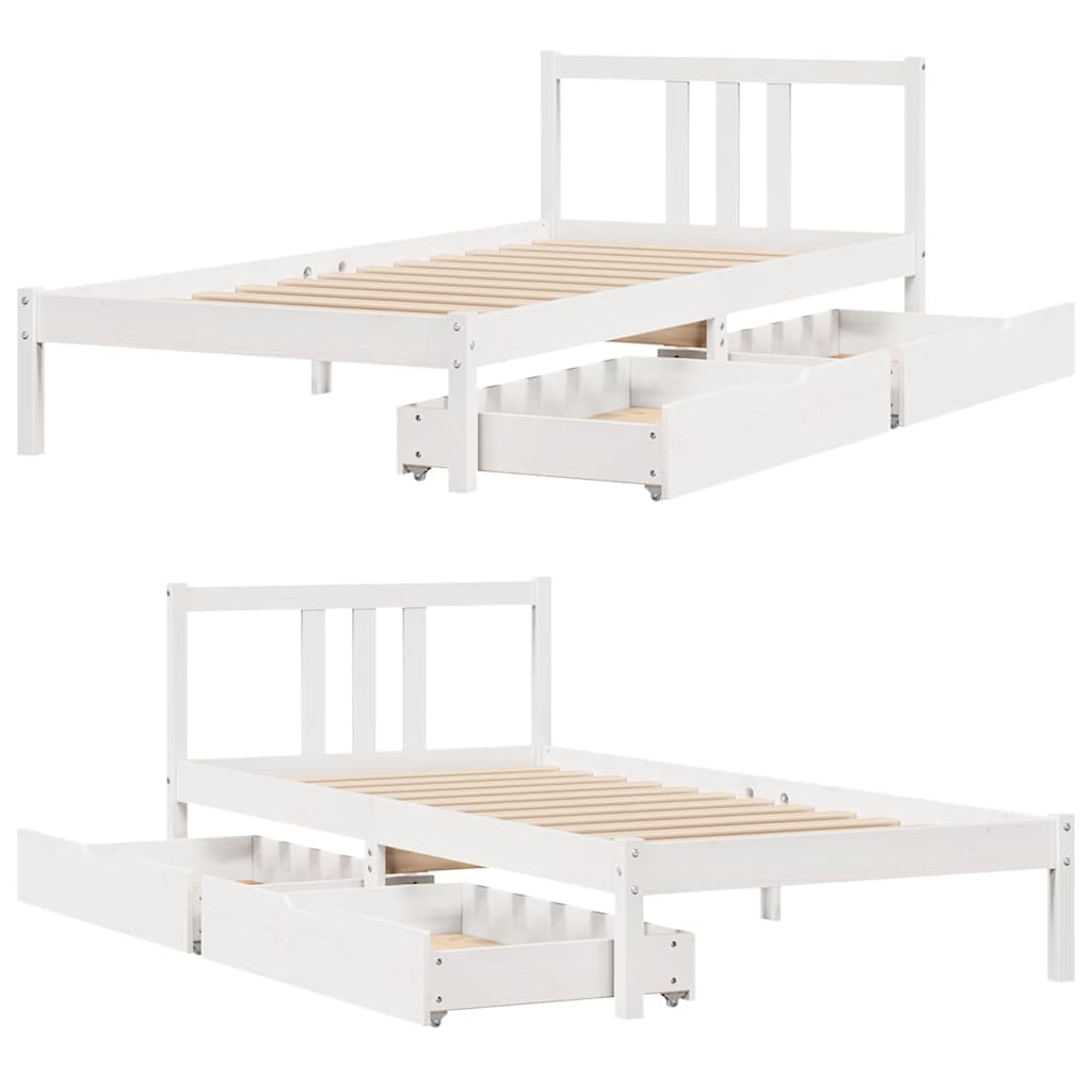 Bed Frame without Mattress White 90x200 cm Solid Wood Pine