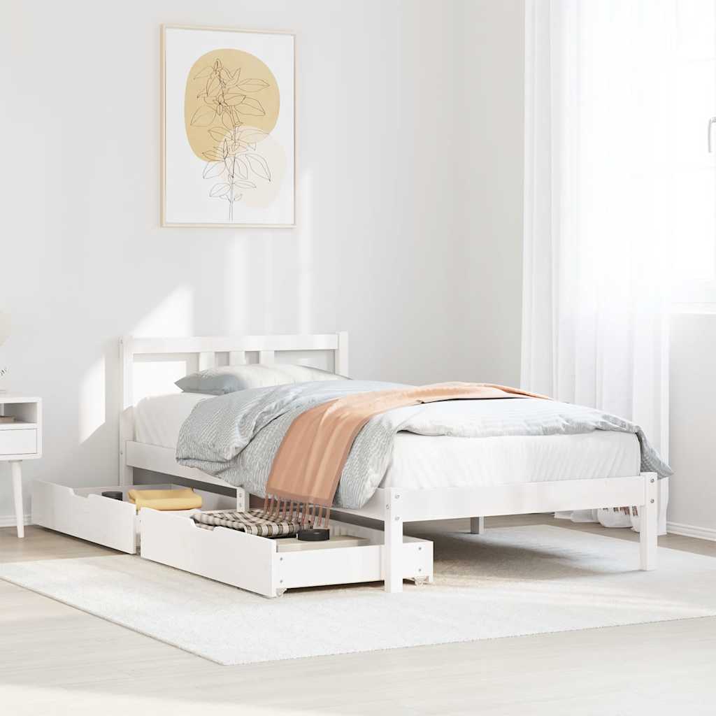 Bed Frame without Mattress White 90x200 cm Solid Wood Pine