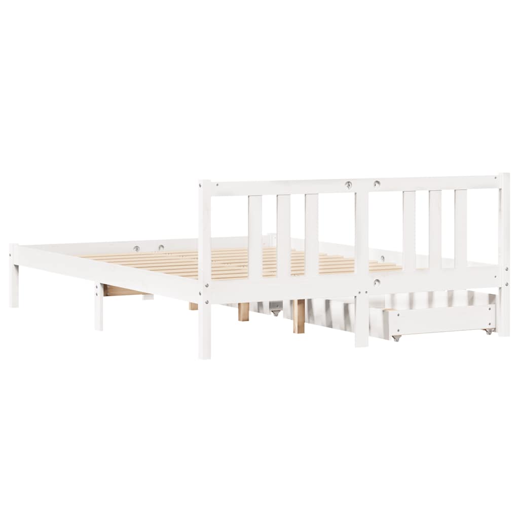 Bed Frame without Mattress White 140x200 cm Solid Wood Pine
