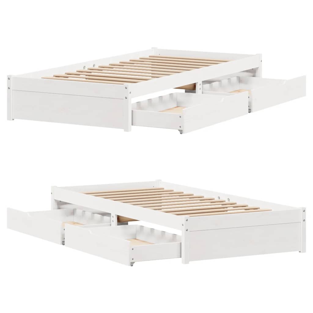Bed Frame without Mattress White 75x190 cm Small Single Solid Wood Pine