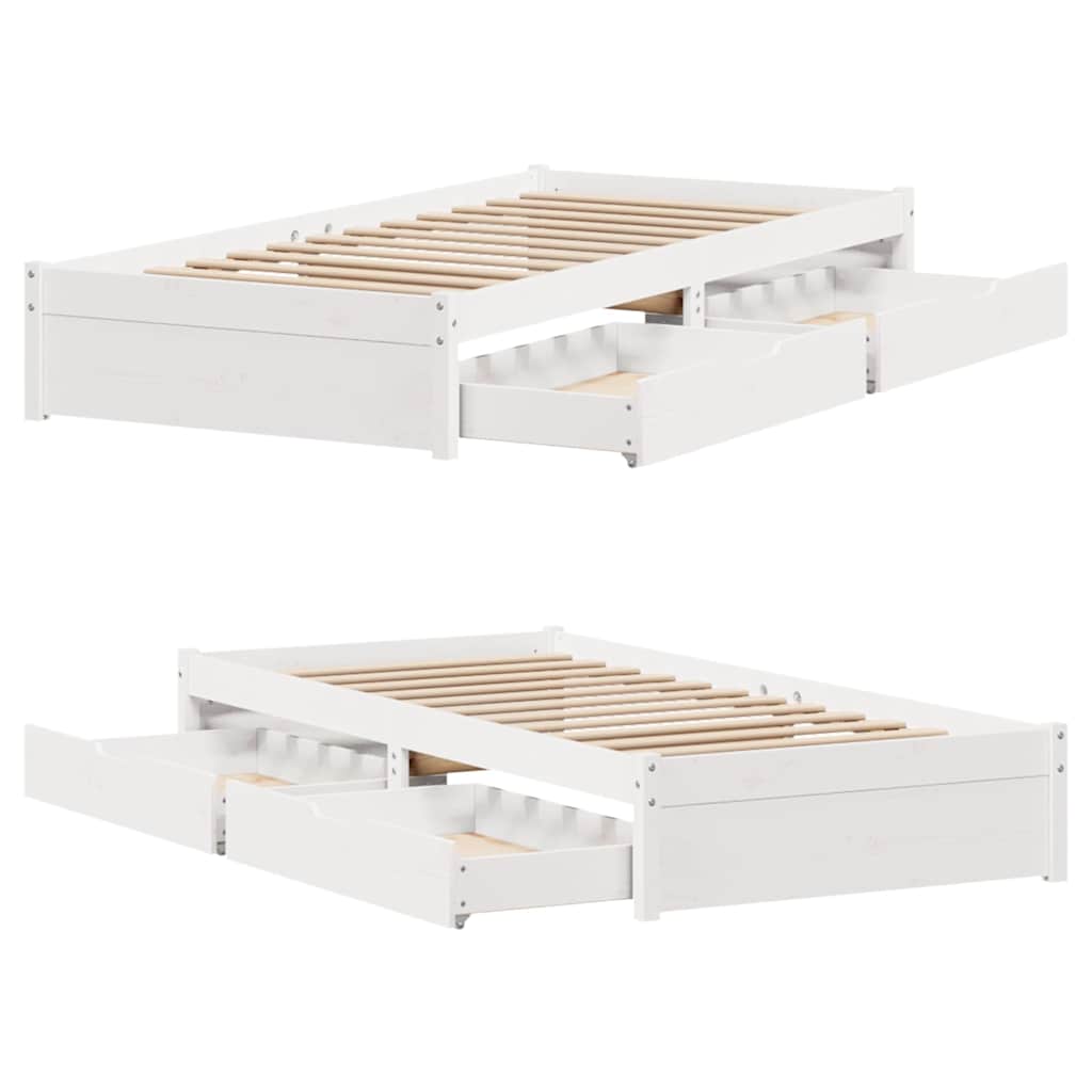 Bed Frame without Mattress White 90x190 cm Single Solid Wood Pine