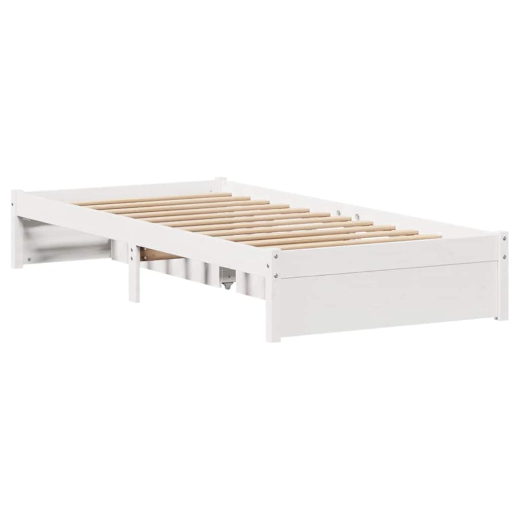 Bed Frame without Mattress White 100x200 cm Solid Wood Pine