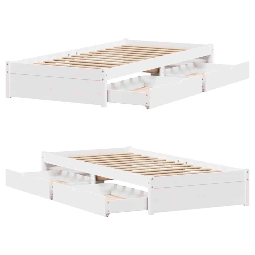 Bed Frame without Mattress White 100x200 cm Solid Wood Pine