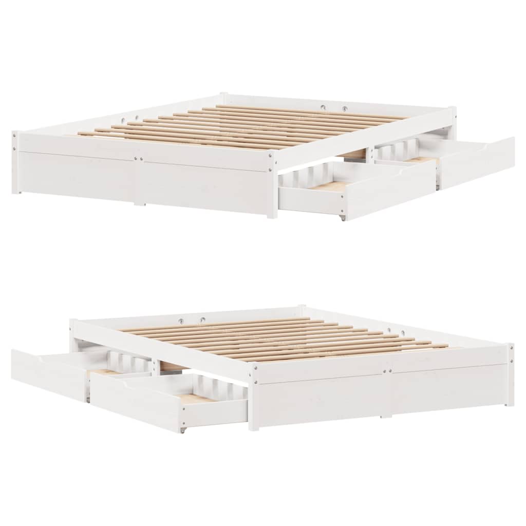 Bed Frame without Mattress White 120x200 cm Solid Wood Pine