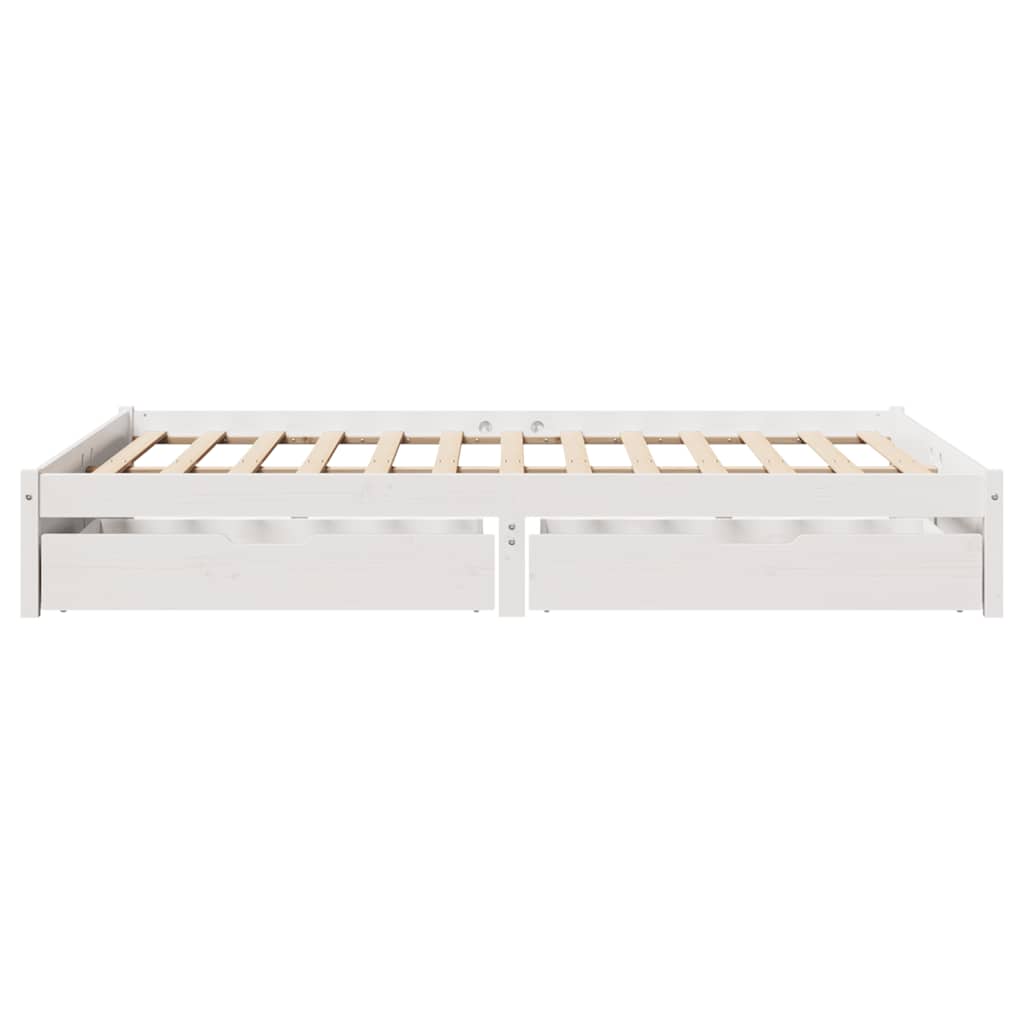 Bed Frame without Mattress White 150x200 cm King Size Solid Wood Pine