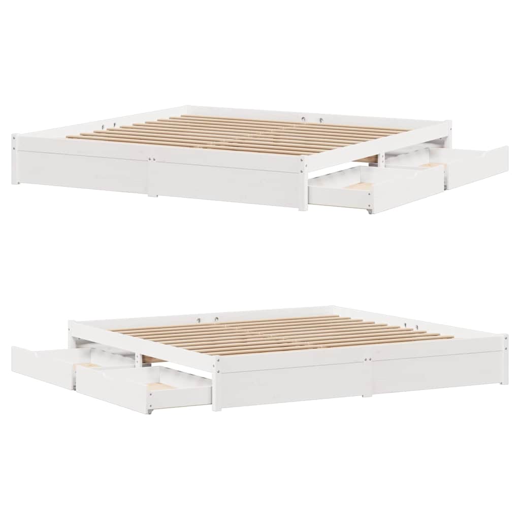 Bed Frame without Mattress White 180x200 cm Super King Solid Wood Pine