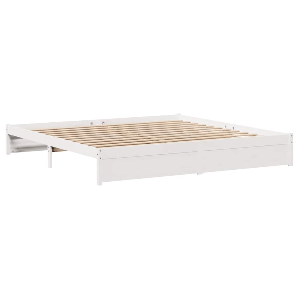Bed Frame without Mattress White 200x200 cm Solid Wood Pine