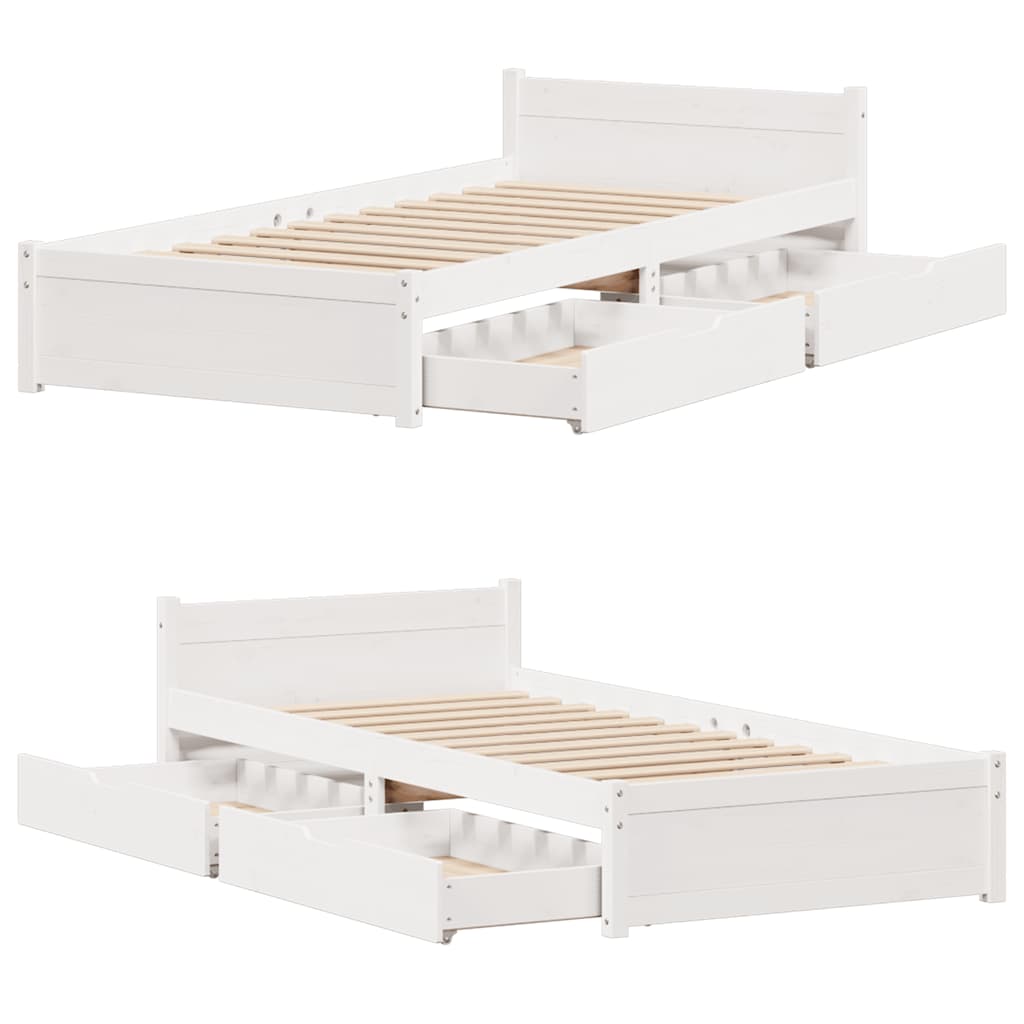 Bed Frame without Mattress White 90x190 cm Single Solid Wood Pine