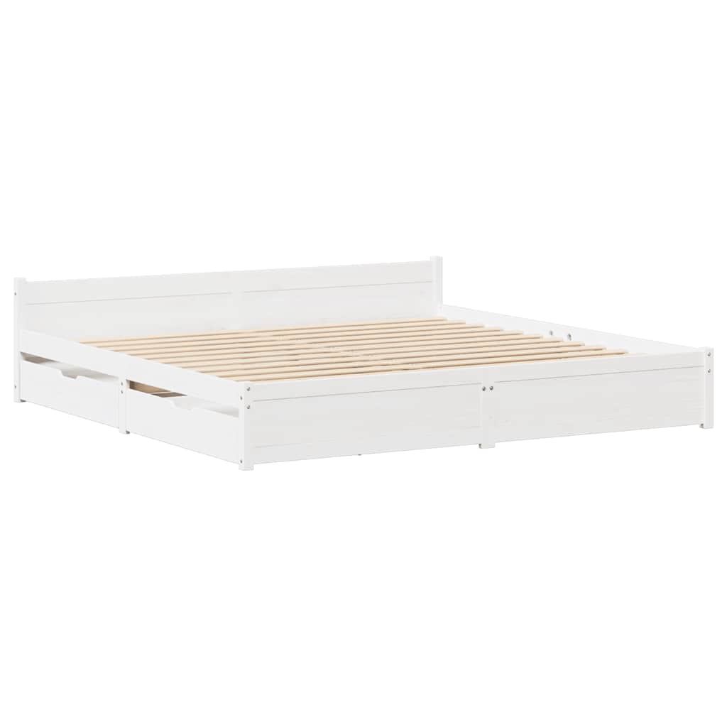 Bed Frame without Mattress White 140x190 cm Solid Wood Pine