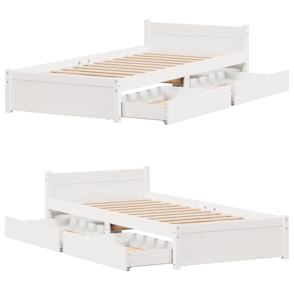 Bed Frame without Mattress White 90x200 cm Solid Wood Pine