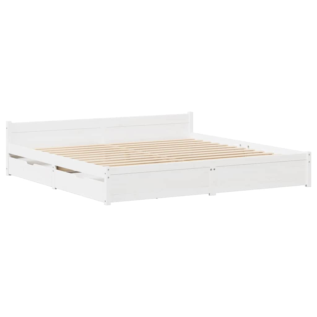 Bed Frame without Mattress White 100x200 cm Solid Wood Pine