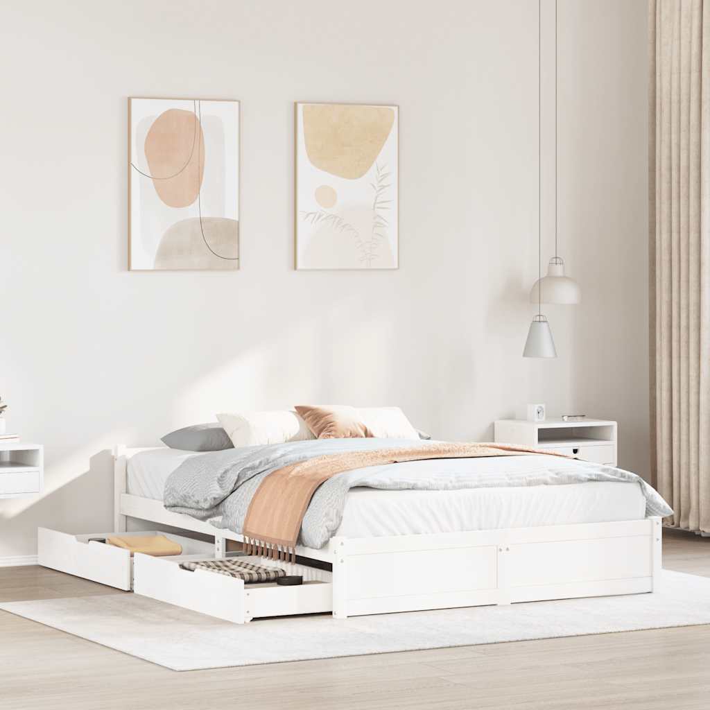 Bed Frame without Mattress White 100x200 cm Solid Wood Pine