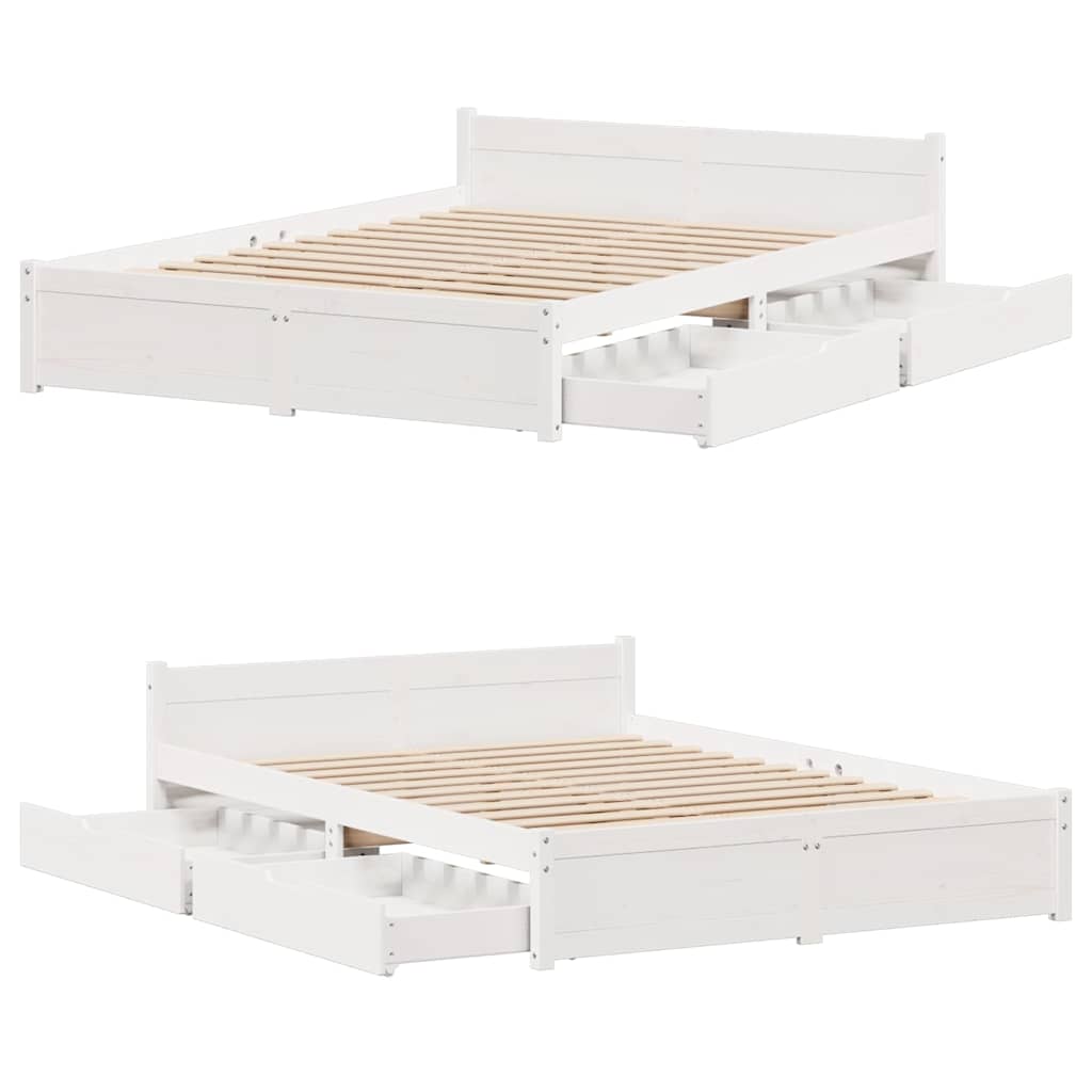 Bed Frame without Mattress White 120x200 cm Solid Wood Pine