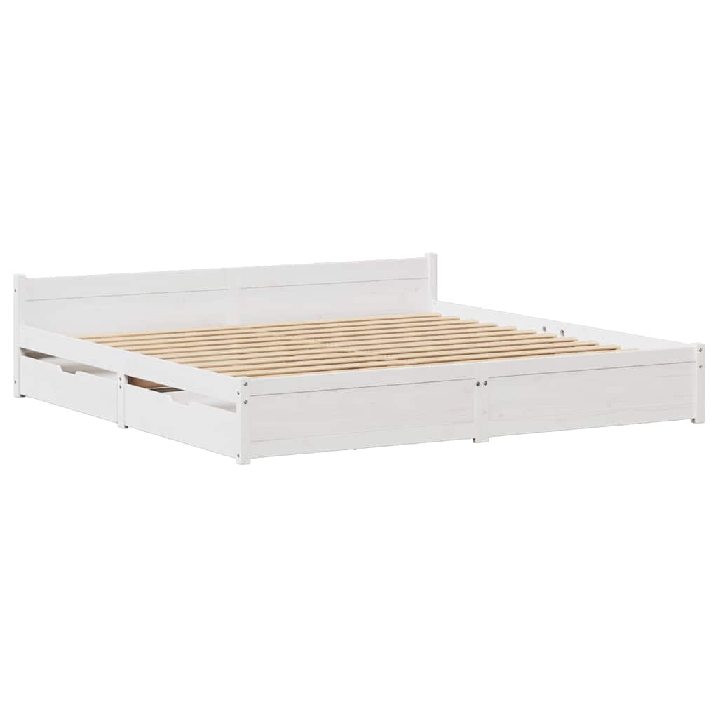 Bed Frame without Mattress White 160x200 cm Solid Wood Pine