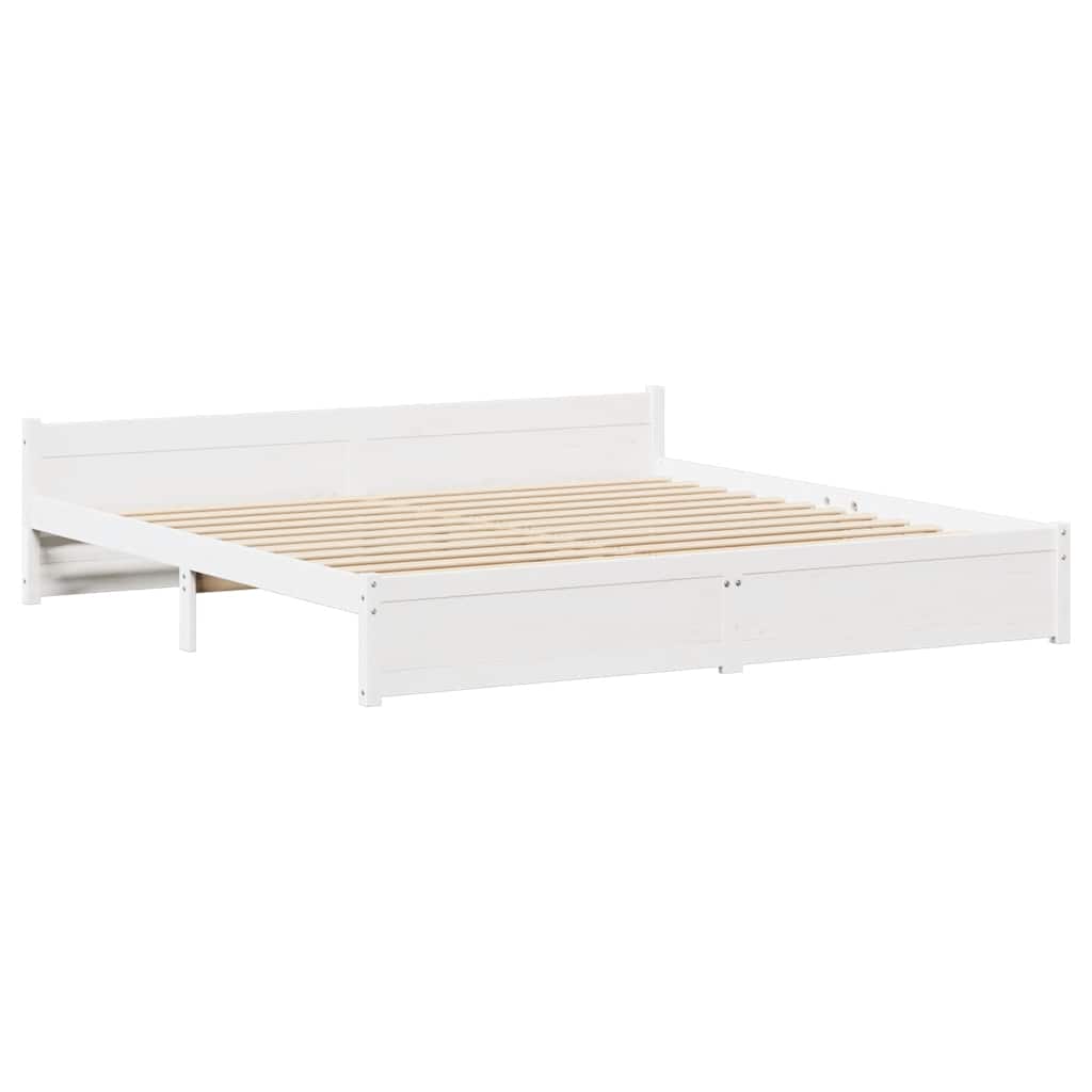Bed Frame without Mattress White 160x200 cm Solid Wood Pine
