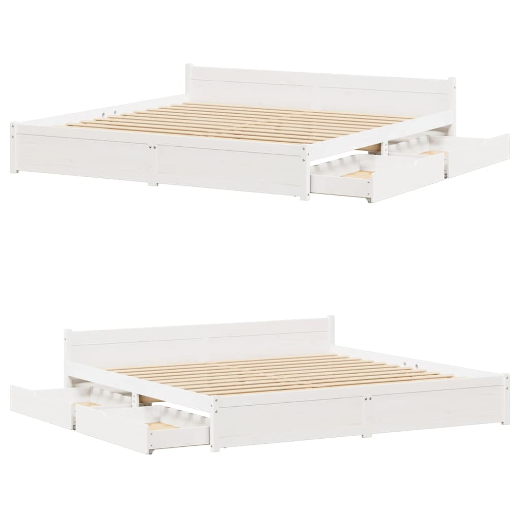 Bed Frame without Mattress White 160x200 cm Solid Wood Pine