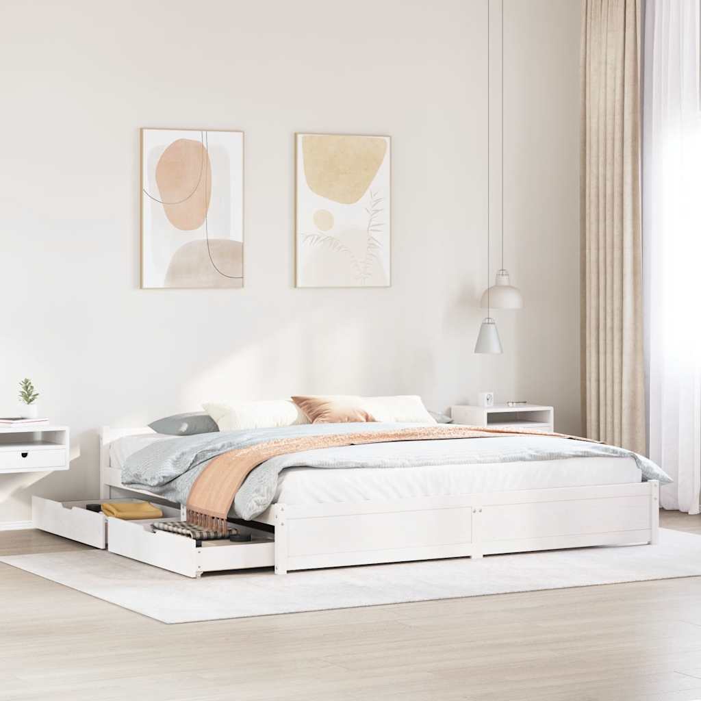 Bed Frame without Mattress White 160x200 cm Solid Wood Pine