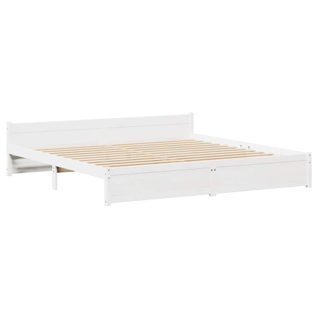 Bed Frame without Mattress White 180x200 cm Super King Solid Wood Pine
