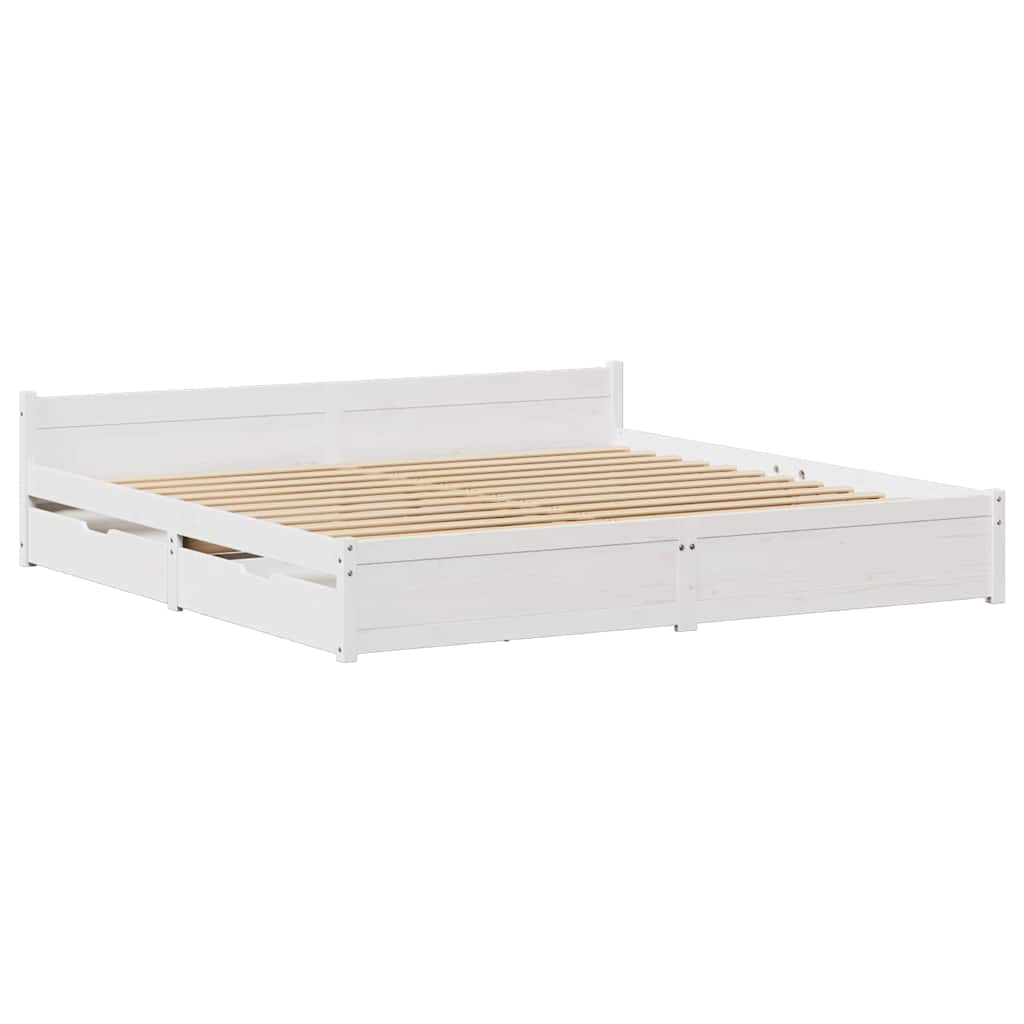 Bed Frame without Mattress White 200x200 cm Solid Wood Pine