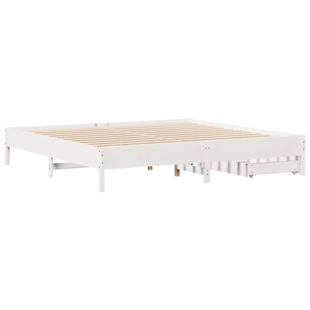 Bed Frame without Mattress White 180x200 cm Super King Solid Wood Pine