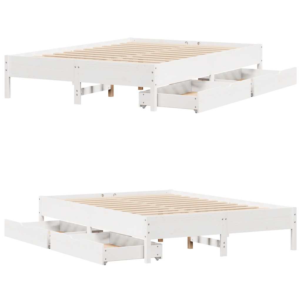 Bed Frame without Mattress White 140x200 cm Solid Wood Pine