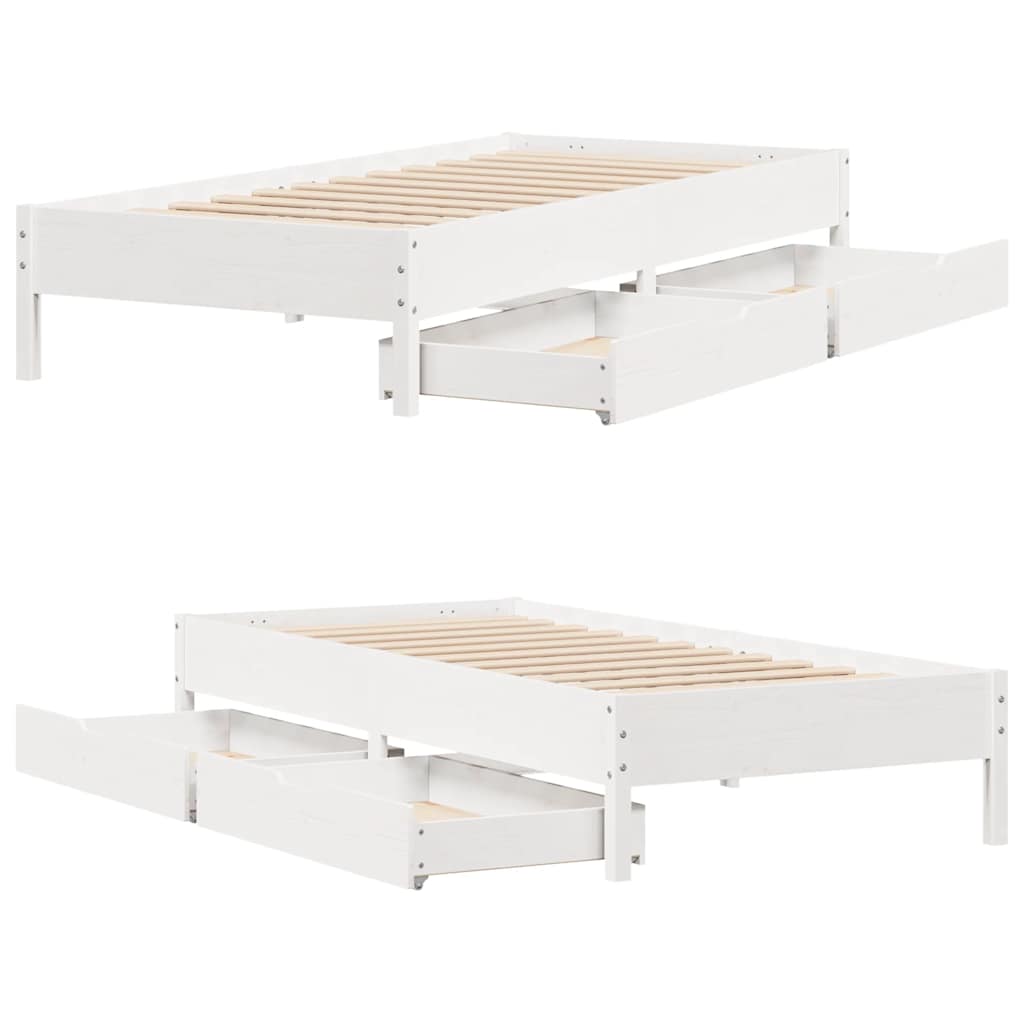 Bed Frame without Mattress White 100x200 cm Solid Wood Pine