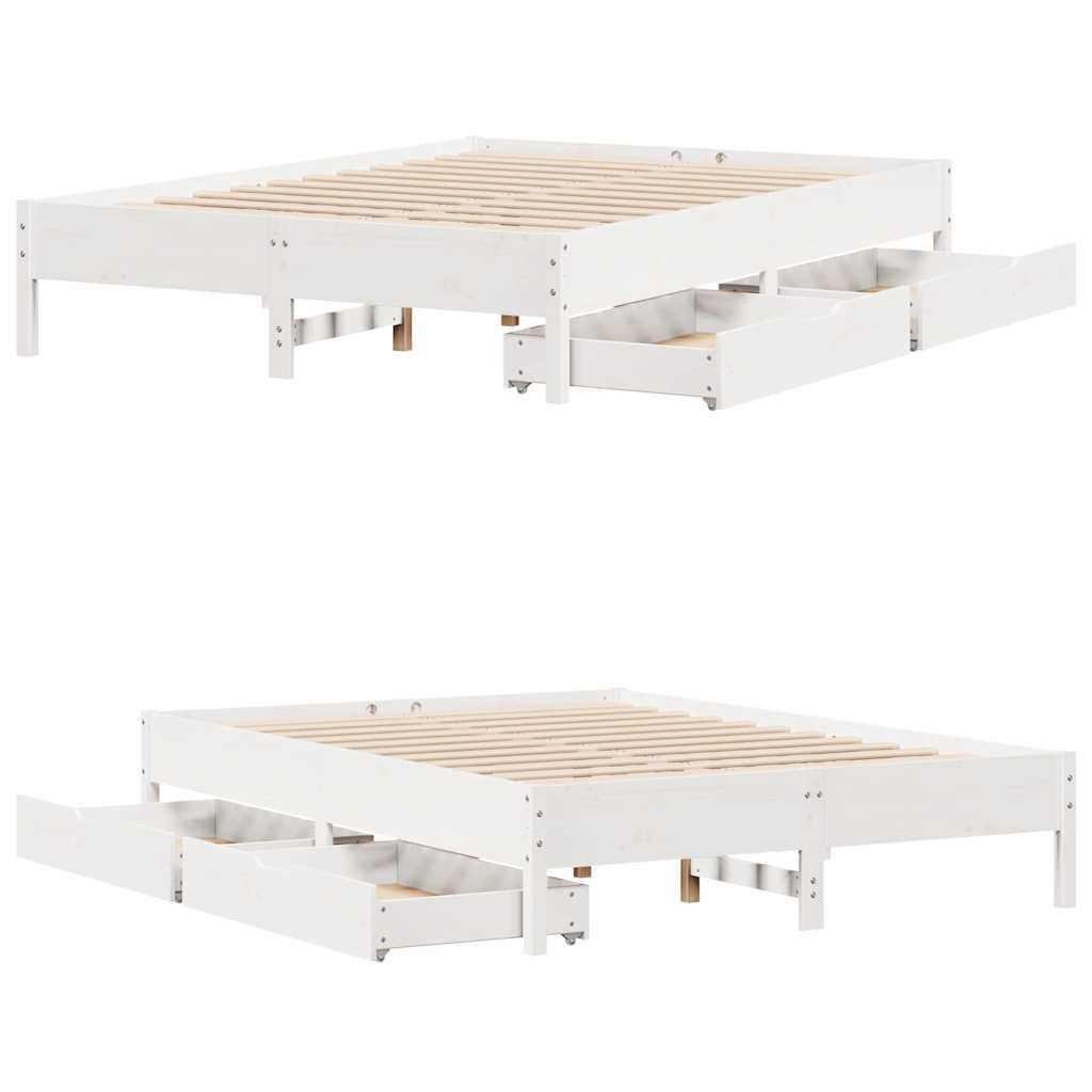 Bed Frame without Mattress White 140x190 cm Solid Wood Pine