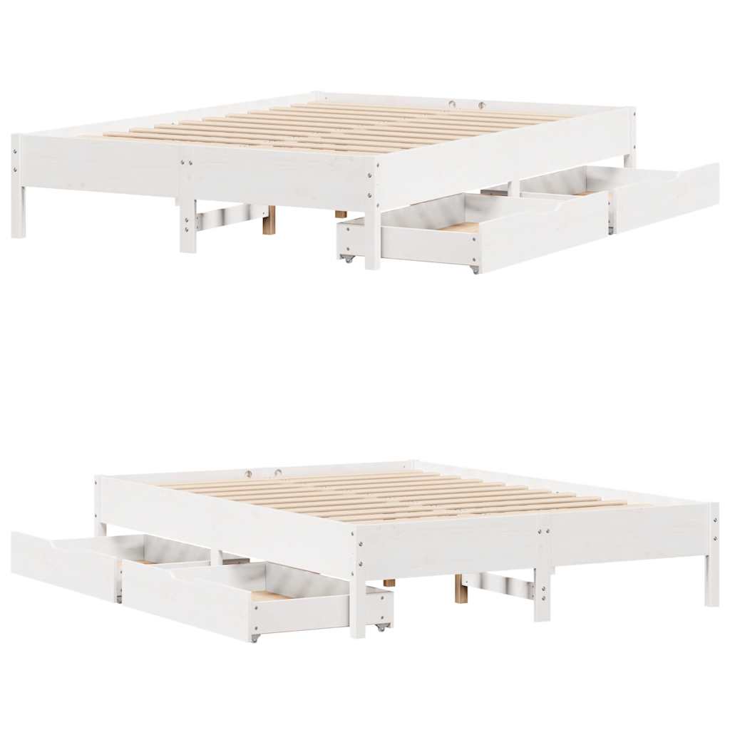 Bed Frame without Mattress White 120x190 cm Small Double Solid Wood Pine