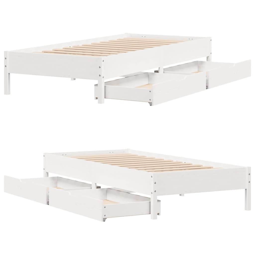 Bed Frame without Mattress White 75x190 cm Small Single Solid Wood Pine