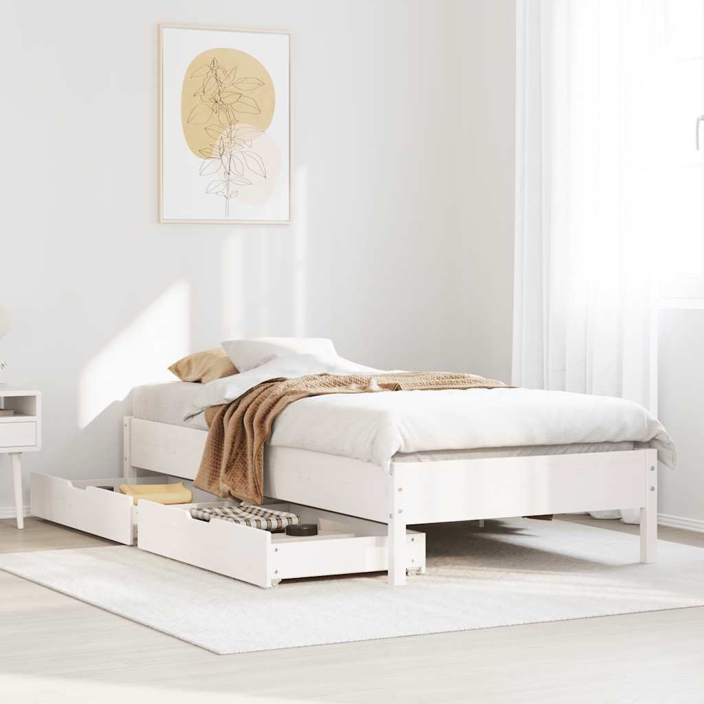 Bed Frame without Mattress White 75x190 cm Small Single Solid Wood Pine