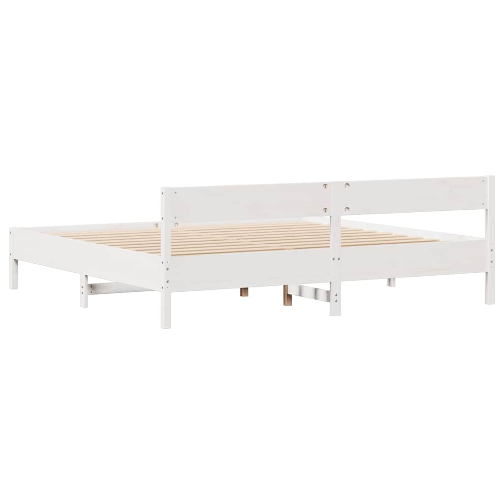 Bed Frame without Mattress White 200x200 cm Solid Wood Pine