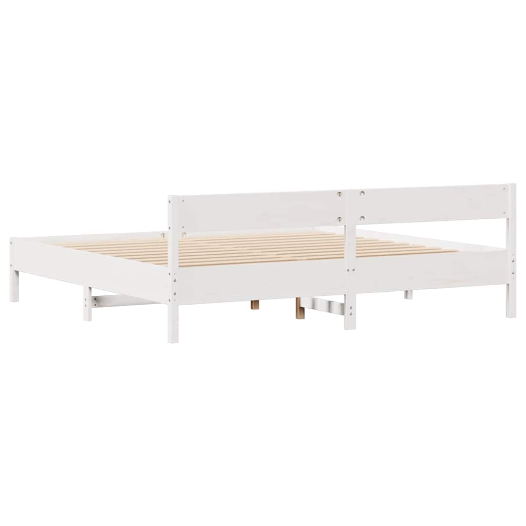 Bed Frame without Mattress White 180x200 cm Super King Solid Wood Pine