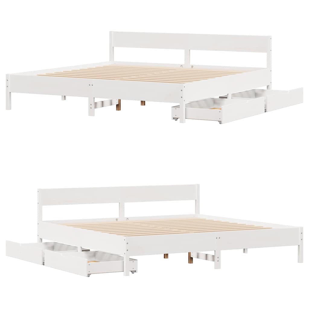 Bed Frame without Mattress White 160x200 cm Solid Wood Pine