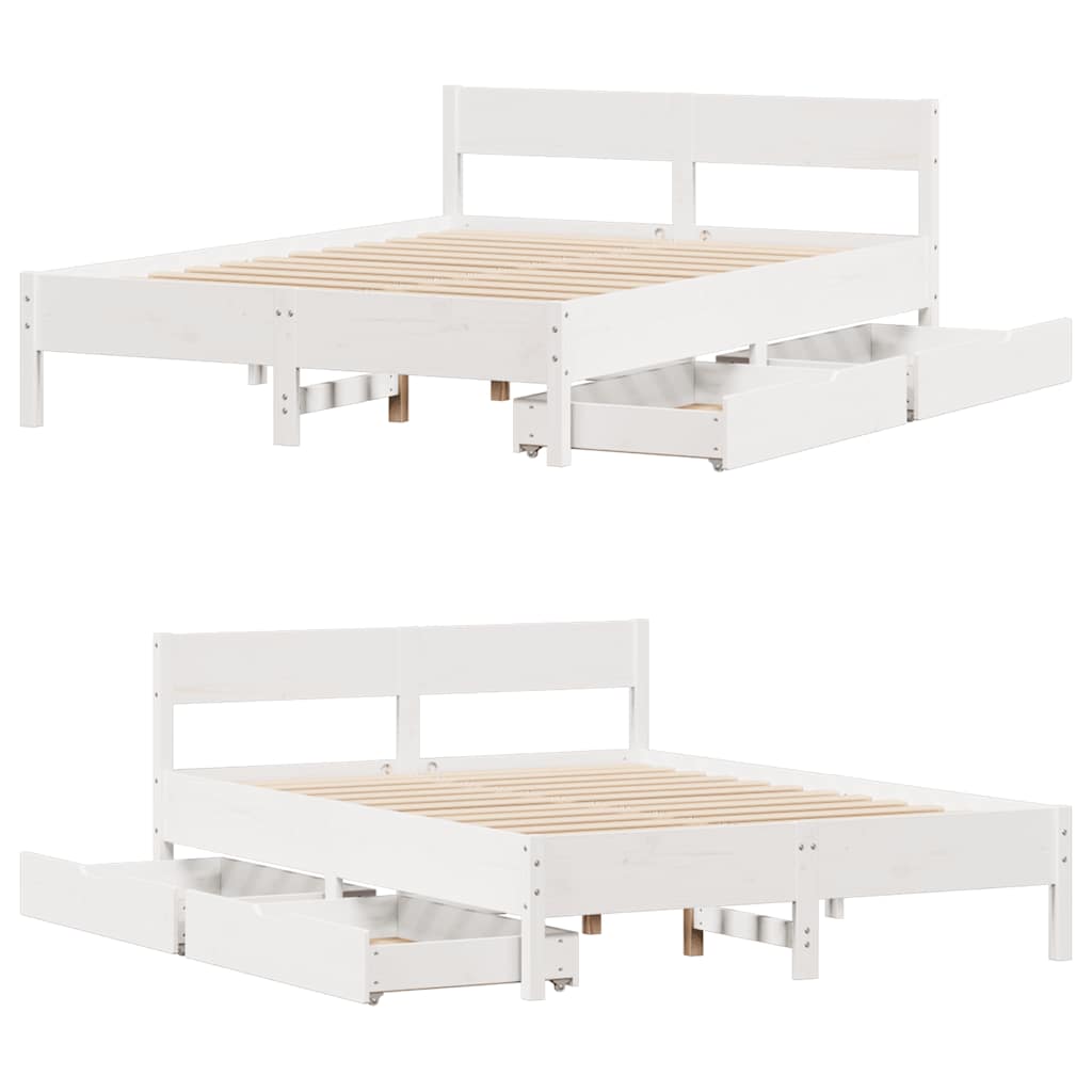 Bed Frame without Mattress White 140x200 cm Solid Wood Pine
