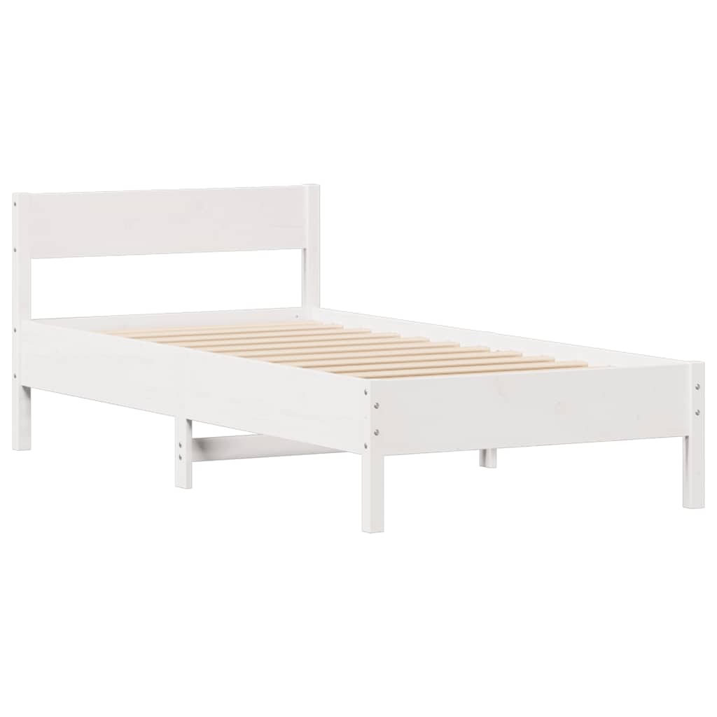 Bed Frame without Mattress White 90x200 cm Solid Wood Pine
