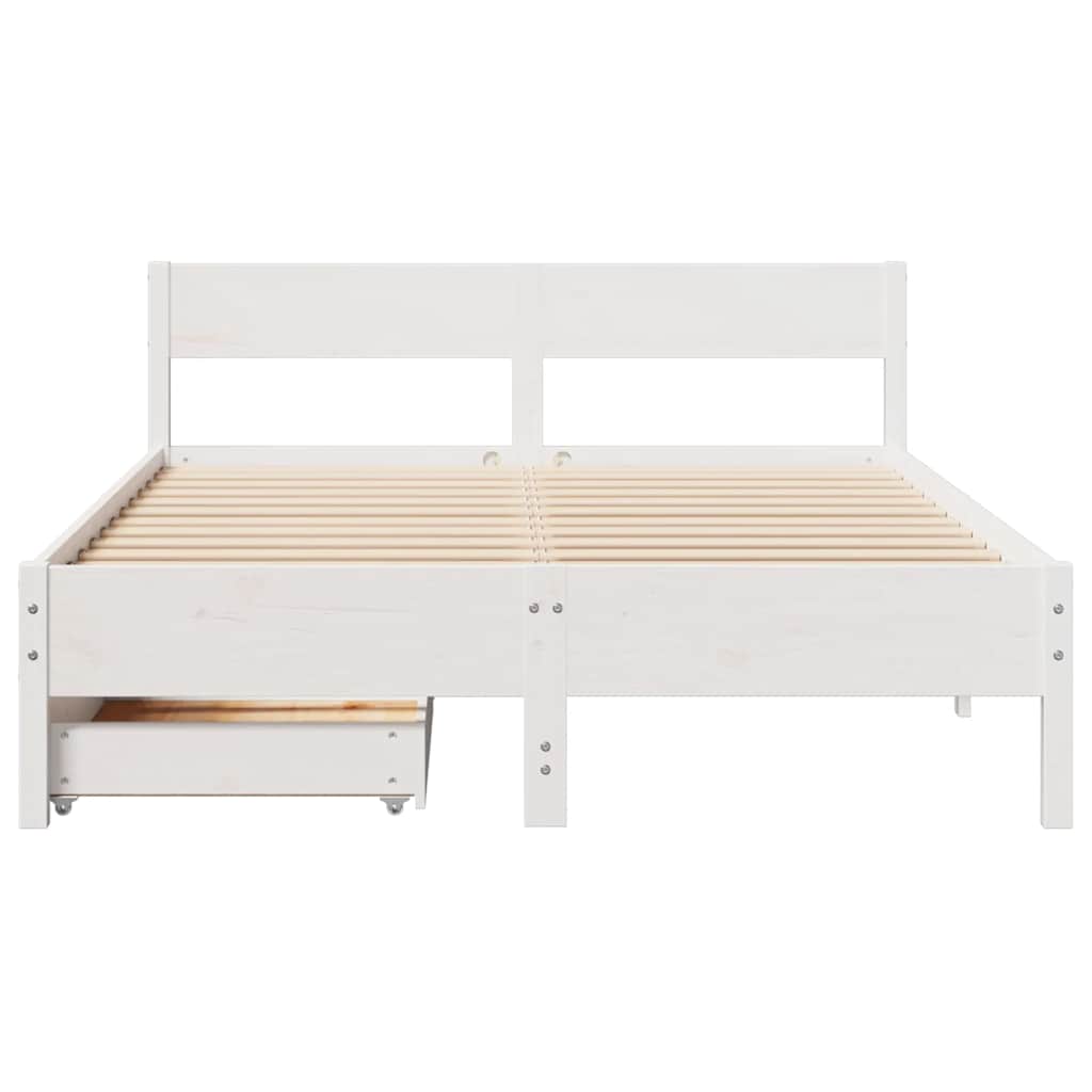 Bed Frame without Mattress White 140x190 cm Solid Wood Pine