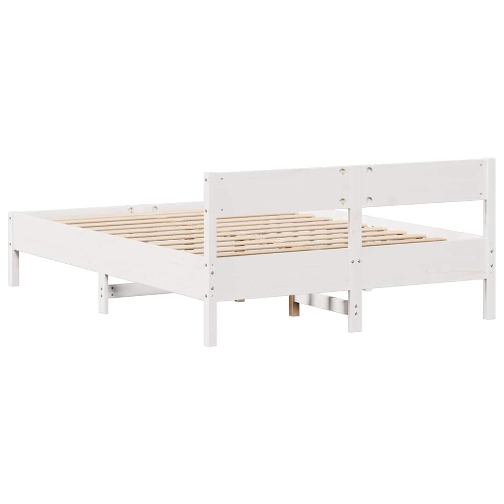 Bed Frame without Mattress White 140x190 cm Solid Wood Pine