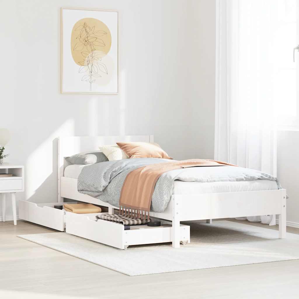 Bed Frame without Mattress White 90x190 cm Single Solid Wood Pine