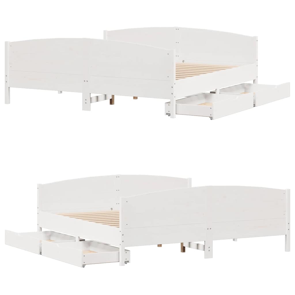 Bed Frame without Mattress White 180x200 cm Super King Solid Wood Pine